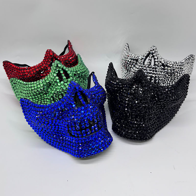 Respirator Half Face - Máscara de media calavera con diamantes