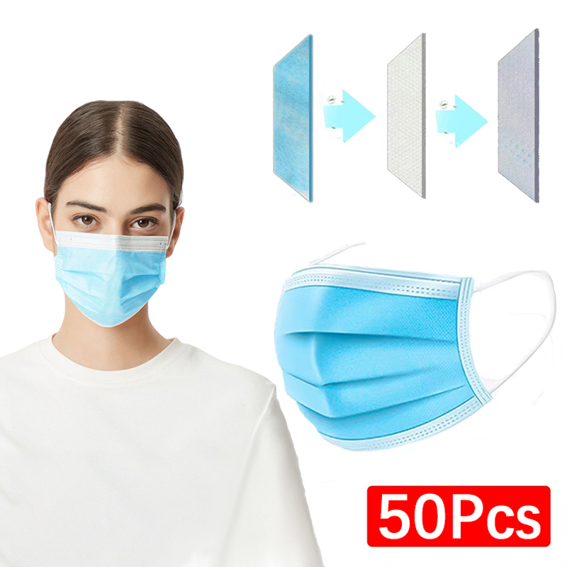 50 Uds. Mascarilla Unisex de 3 - Disposable Mask Blue reseña y precio